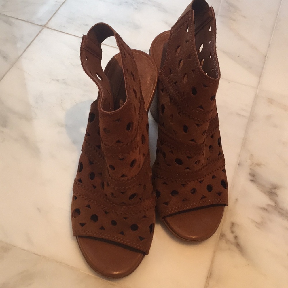 Brown suede heels